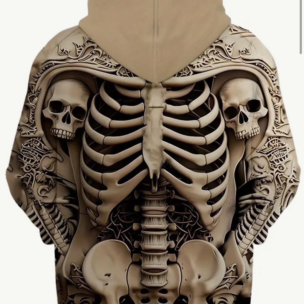 Clothes,dress,3D Skeleton Skull Print Hoodie for Men Polyester Material, - Picture 4 of 5